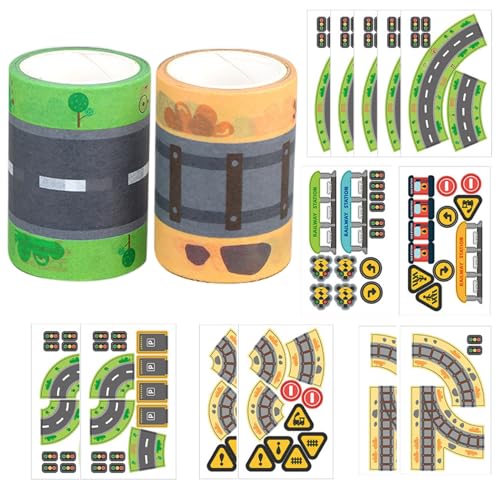 Straßenband für Spielzeugautos, Straßenband für Kinder, selbstklebendes Set mit Verkehrsschildern, Kinder-Wandaufkleber für Klassenzimmer Schlafzimmer Wohnzimmer Wohnzimmerdekoration von Grtheenumb