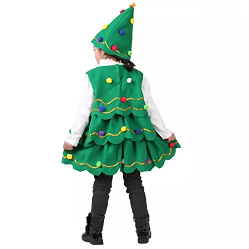 Grtheenumb Weihnachtsbaum -Outfits, Weihnachtsbaumkostüm Grün Weihnachtshut -Outfits Kostümkleid für 43, 31 Zoll hohe Kinderbühnenaufführung 110 cm für Feiertage von Grtheenumb