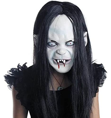 Halloween Zombie -Maske, Halloween Horror Grimace Ghost Maske Scary Zombie Emulsion Haut mit Haaren (schwarzes Haar), 25 * 21 cm für Feiertage von Grtheenumb