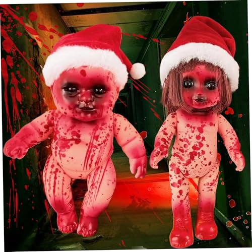 Lebende Tote Puppen, 2 PCs gruselige Puppe Bloody gestorbene Mädchen & Boy Halloween Scary Haunted Doll, die für Spukhaus hängen, Streichspiel von Grtheenumb