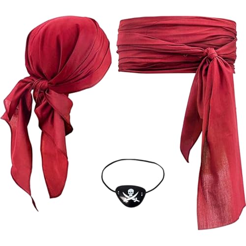 Piratenkostüm, Piratenzubehör, Frauen- und Herrenkostüm -Set mit Bandana -Hut, Sashgürtel, für Bühnenshow, Cosplay, Rollenspiel, Karneval Piratenkostüm, Piratenzubehör, Frauen- und Herrenkostüm -Set mit Bandana -Hut, Sashgürtel, für Bühnenshow, Cosplay, Rollenspiel, Karneval von Grtheenumb