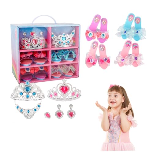 Prinzessin Dress Up für Mädchen 4-6, Prinzessin Dress-up Schuhe 6 Gitter Kleinkind Girl Spielzeug mit 4 Paar Spielschuhen und Schmuckspielzeugen, glamouröse Elegante 3-jährige Mädchengeschenke für Ki Prinzessin Dress Up für Mädchen 4-6, Prinzessin Dress-up Schuhe 6 Gitter Kleinkind Girl Spielzeug mit 4 Paar Spielschuhen und Schmuckspielzeugen, glamouröse Elegante 3-jährige Mädchengeschenke für Ki von Grtheenumb