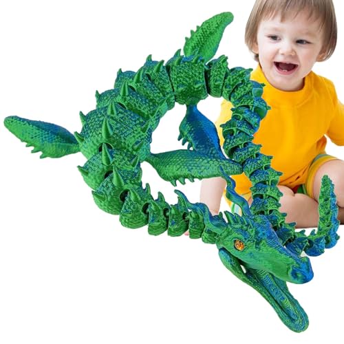 Gruwkue 3D-gedruckte Drachen, artikulierter Drache - Flexible3D-Drachen mit flexiblen Gelenken | Beweglicher Drache, Chefschreibtischspielzeug, Fidget-Spielzeug für Erwachsene für von Gruwkue