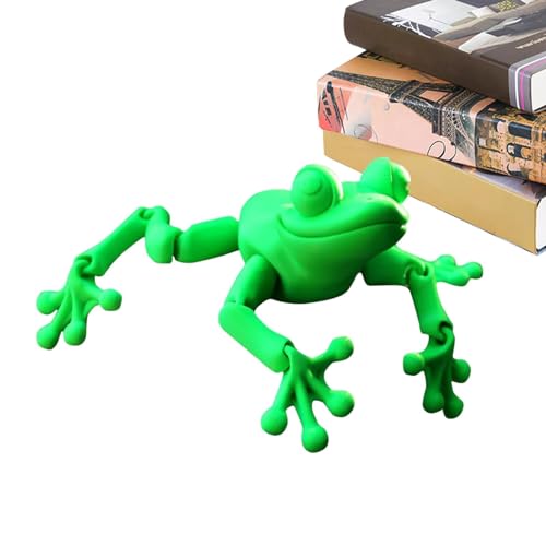Gruwkue 3D-gedruckte Tiere,3D-gedruckte Spielzeuge Frosch | Froschspielzeug mit beweglichen Gelenken - Drehbares Schreibtischspielzeug für Kinder, Fidget Frog 3D-gedruckt, Zappelspielzeug für von Gruwkue