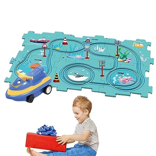 Gruwkue Eisenbahnwaggon-Puzzle,Lustiges, langlebiges Schienenspielzeug für Eisenbahnwaggons - Lernspielzeug für Kinder Jungen und Mädchen ab 3 Jahren, Eisenbahnschienen-Set, Spielsets von Gruwkue