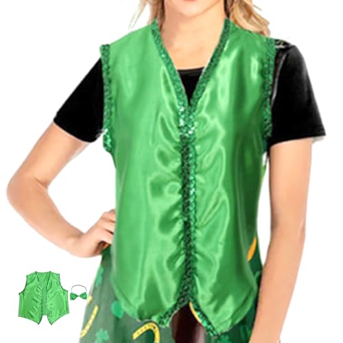 Gruwkue St. Patricks Day Kostüm-Outfit,St. Patrick's Day Partykostüm - St. Patricks Day Weste | Urlaubsoutfit für Damen und Herren, Urlaubsparty-Outfit für St. Patrick's Day-Dekorationen von Gruwkue