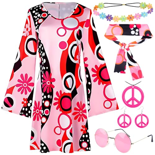 Gsnoniwi Hippie Kostüm Damen, 6PCS Faschingskostüme Damen, 70er Jahre Outfit Damen, Hippie Schmuck, Stirnband Halskette, Ohrringe für Karneval Party, (XXL) Gsnoniwi Hippie Kostüm Damen, 6PCS Faschingskostüme Damen, 70er Jahre Outfit Damen, Hippie Schmuck, Stirnband Halskette, Ohrringe für Karneval Party, (XXL) von Gsnoniwi