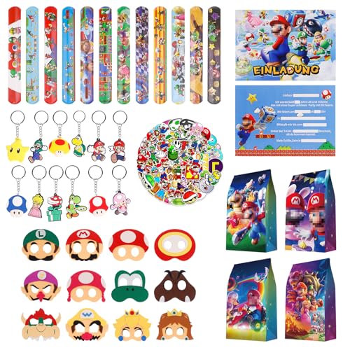 Super Mbrie Party Bag Children's Birthday, 110 Pcs Super Mbrie Mitgebsel kindergeburtstag, Super Mbrie Geburtstag, Kindergeburtstags-Spielzeugset, Geeignet für Kinder im Alter von 3–12 Jahren von Gsnoniwi