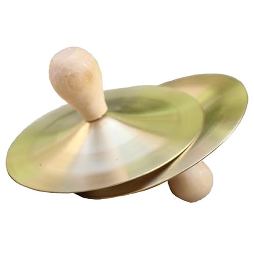 2PCS Mini Hand Cymbals, Copper Excellent Sound Mini Gong Marching Cymbals with Wooden Handles for Kids Children Rhythm Band 2PCS Mini Hand Cymbals, Copper Excellent Sound Mini Gong Marching Cymbals with Wooden Handles for Kids Children Rhythm Band von Gsycle