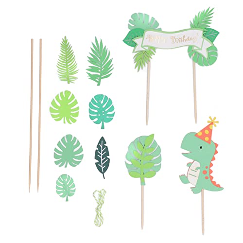 4 Set Dinosaurier-Kuchenaufsatz, grünes Dinosaurier-Palmblatt, alles Gute zum Geburtstag, englische Karte, Dinosaurier-Kuchendekorationen für Geburtstagsparty-Dekoration 4 Set Dinosaurier-Kuchenaufsatz, grünes Dinosaurier-Palmblatt, alles Gute zum Geburtstag, englische Karte, Dinosaurier-Kuchendekorationen für Geburtstagsparty-Dekoration von Gsycle