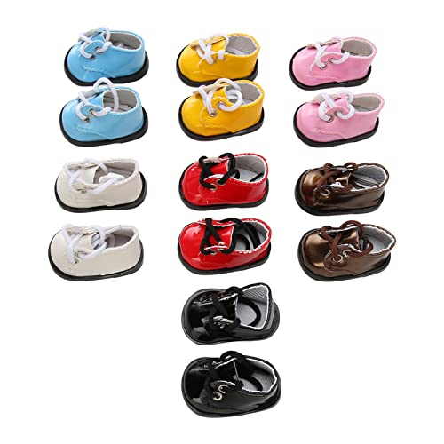 7 Paar Puppenschuhe, PU Leder helles Freizeitball Jointed Plush Doll Kleid Schuhe süße Puppenzubehör für 20 cm Puppen von Gsycle