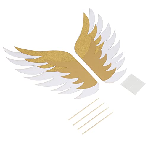 Angel Food Cake, einzigartige Kuchenflügel-Dekorations-Requisiten, Einsatz-Ornament-Kuchenaufsatz mit Flügeln für Hochzeit, Geburtstag, Party (Gold + White) von Gsycle