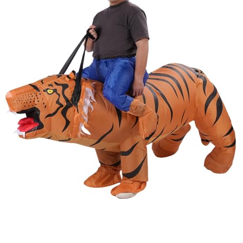 Aufblasbares Tigerkostüm, 150-190 cm Körperhöhe lustige Halloween-Kostüme mit Gebläse für für Halloween-Party-Cosplay von Gsycle