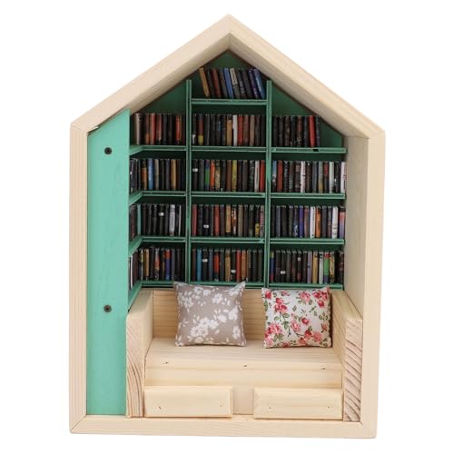 Mini House Kit, süße 3D -Holzbuchregalregale Doll House Library Doll Haus Kit für Schlafzimmerstudiengeschäft Ative von Gsycle