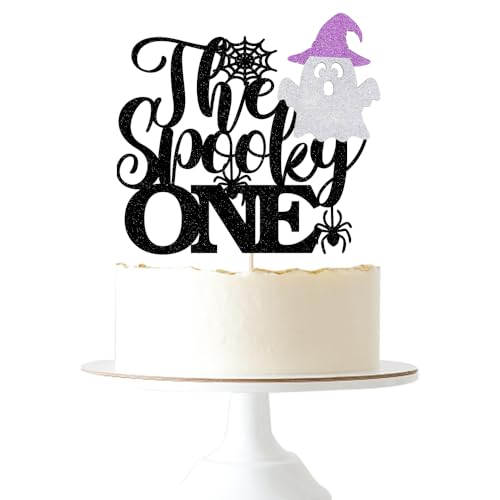 Geburtstagskuchenaufsatz mit schwarzer Spinne, gruseliger Geburtstagskuchenaufsatz für Kürbis-Babyparty/Geister, Halloween-Themenparty-Zubehör (Gruseliges One-3) von Gtseryeio