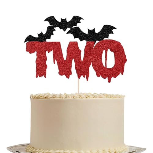 Halloween-Kuchenaufsatz mit schwarzen Fledermäusen, 1. Geburtstag, gruselige Dekoration für Halloween, Baby, erster Geburtstag, Partyzubehör, 2 Stück Halloween-Kuchenaufsatz mit schwarzen Fledermäusen, 1. Geburtstag, gruselige Dekoration für Halloween, Baby, erster Geburtstag, Partyzubehör, 2 Stück von Gtseryeio