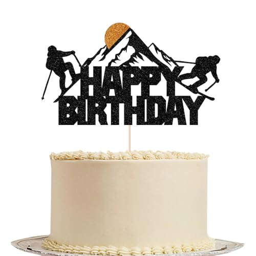 Kuchendekoration mit Fahrrad-Motiv, Happy Birthday Kuchendekoration, Sport-Motto-Party, Jahrestag, Party-Dekoration (Skifahren -3) von Gtseryeio