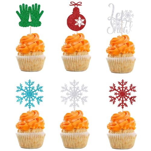 Schneeflocken-Happy Birthday-Kuchenaufsatz, Winter-Themen-Dekoration, Schneeflocken-Geburtstagsthema, Winter-Babyparty-Dekorationen (24 Stück - 1) von Gtseryeio