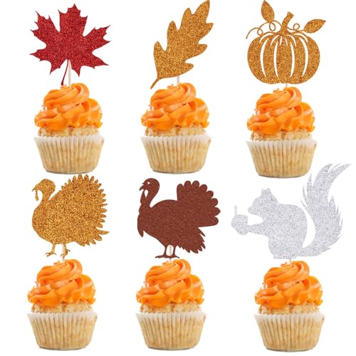 Tortenaufsatz "Happy Thanksgiving Day", Kürbis-Baby-Party, Herbsternte, Ahorn, Erntedankfest, Party-Dekorationen (Ahornblatt, 24 Stück) von Gtseryeio