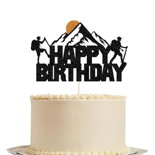 Tortenaufsatz mit Fahrrad-Motiv, Happy Birthday-Kuchen-Wimpelkette, Dekoration, Sport-Motto-Party/Jubiläumsparty-Dekoration, Zubehör (Mountain-2) von Gtseryeio
