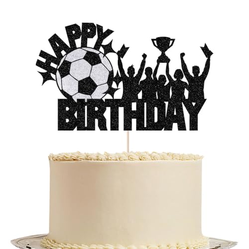 Tortenaufsatz mit Fahrrad-Motiv, Happy Birthday-Kuchen-Wimpelkette, Dekoration, Sport-Motto-Party/Jubiläumsparty-Dekorations-Zubehör (Fußball-1) von Gtseryeio