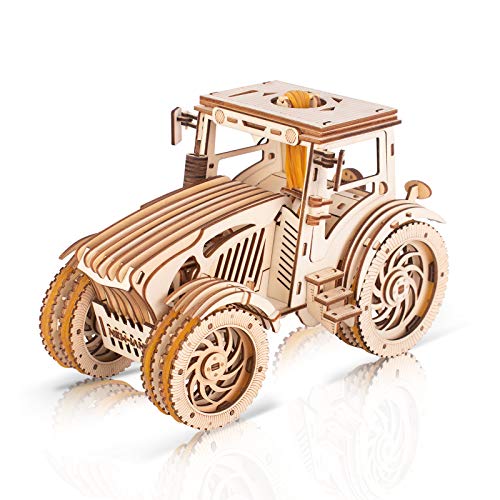 GuDoQi 3D Holz Puzzle, Modell Traktor mit Gummibandmotor, Holzbausatz zu Bauen, DIY Montage Holzpuzzle, Bastelset, Geburtstags Geschenk aus Holz fur Erwachsene Männer Jugendliche von GuDoQi