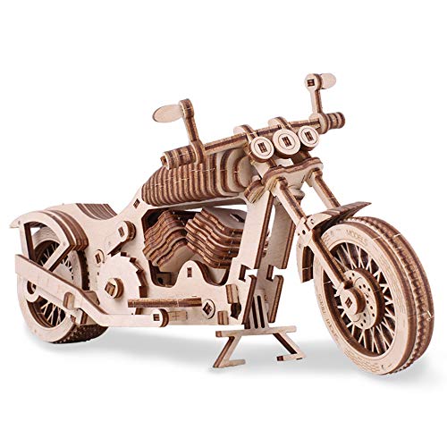 GuDoQi 3D Holz Puzzle, Motorrad Modell-bausatz mit Gummibandmotor, Mechanischer Holzbausatz zu Bauen, DIY Montage Holzpuzzle, Bastelset, Geschenk aus Holz fur Erwachsene Männer Jugendliche von GuDoQi