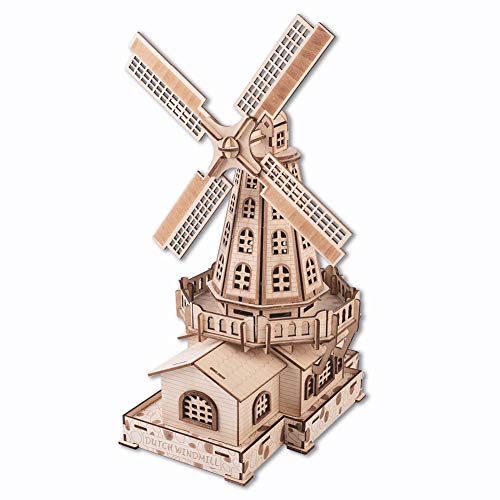 GuDoQi 3D Holz Puzzle, Windmühle Wooden Puzzles Bausatz Holz, DIY Spielzeug, Modellbau Holz, Hölzernes Modell Gebäude Geschenk für Teen und Erwachsene für Urlaub und Weihnachten von GuDoQi