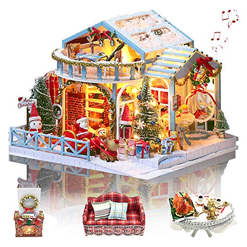 GuDoQi Miniatur Haus Weihnachtsnacht, DIY Puppenhaus Miniatur mit Möbeln und Musik, Handgemachtes Geschenk für Weihnachten GuDoQi Miniatur Haus Weihnachtsnacht, DIY Puppenhaus Miniatur mit Möbeln und Musik, Handgemachtes Geschenk für Weihnachten von GuDoQi