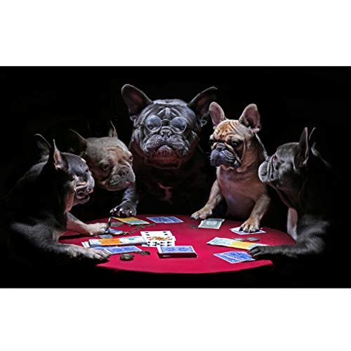GuDoQi Puzzle 1000 Teile Puzzle für Erwachsene und Kinder ab 14 Jahren Lustiger Hund Bulldogge Kartenspiel für Haus Dekoration von GuDoQi