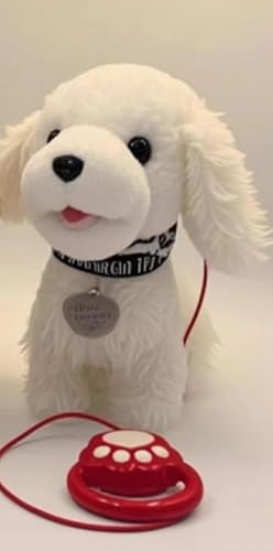 GuKKK Hund Spielzeug Kinder Spielzeug, Mädchen Dog Spiel Kuscheltier Hund Mit Leine der Läuft und Bellt Interaktiver Laufender Hund Ab 2 3 4 Jahre (Weiß) von GuKKK