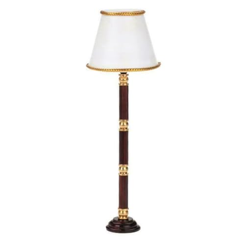 1. 1/12 Stehlampe Mit Abnehmbarem Weißen Schatten Und Goldenen Batteriebetriebener Miniatur Wohnzimmer Weiße Schattenpuppenhaus Beleuchtung Lampe von Guaber