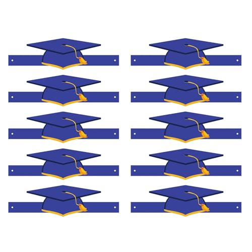 10 Stück Papier-Abschlusshut mit Quasten, einfach zu montieren, Kopfbedeckung für Schulzeremonien und Feiern, Quasten, Abschluss-Kopfbedeckung 10 Stück Papier-Abschlusshut mit Quasten, einfach zu montieren, Kopfbedeckung für Schulzeremonien und Feiern, Quasten, Abschluss-Kopfbedeckung von Guaber