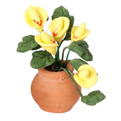 Garten Künstliche Calla Miniatur-Pflanze Modell Zubehör Rollenspiel Calla Grünpflanze Puppenhaus Requisiten Keramik Topf Puppenhäuser Dekorationen Garten Künstliche Calla Miniatur-Pflanze Modell Zubehör Rollenspiel Calla Grünpflanze Puppenhaus Requisiten Keramik Topf Puppenhäuser Dekorationen von Guaber