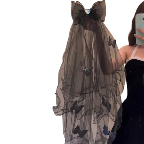 Glowing Lace Veil Butterfly Party Cosplay Ghosted Bride Headwear Accessories Black/White With Butterfly Bows Halloween Bride Costume Glowing Lace Veil Butterfly Party Cosplay Ghosted Bride Headwear Accessories Black/White With Butterfly Bows Halloween Bride Costume von Guaber