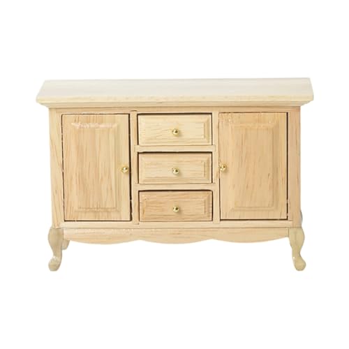 Guaber 1/12 Doll House Nachtschrank Mit Funktionaler Schublade Massivholz Miniaturraum Dekoration Szene Display Accessoires Miniatur Holz Nachttisch Für Doll House von Guaber