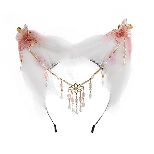 Guaber Cartoon-Stirnband, Fuchs-Ohren-Form, Haarreif, Plüsch, Karneval, Party, Kopfschmuck, Cosplay, Party, Kostüm, Requisiten, Unisex, Halloween, Stirnbänder für Frauen für Erwachsene von Guaber
