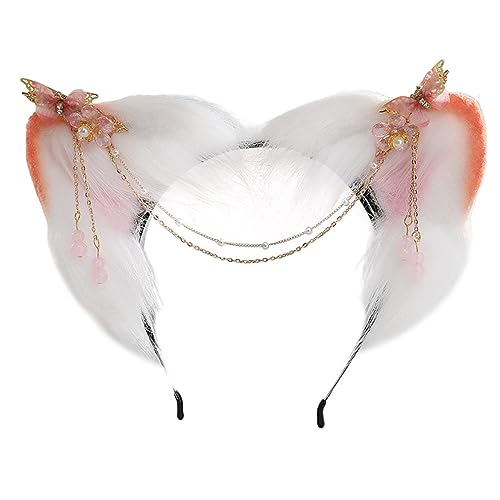 Guaber Cartoon-Stirnband, Fuchs-Ohren-Form, Haarreif, Plüsch, Karneval, Party, Kopfschmuck, Cosplay, Party, Kostüm, Requisiten, Unisex, Halloween, Stirnbänder für Frauen für Erwachsene von Guaber