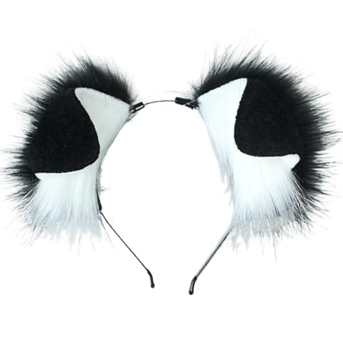 Guaber Cosplay Haarreif Wolf Ohren Haarband Festival Stirnband LolitaStyle Kostüm Zubehör Mädchen Weiblich Motto Party Kopfbedeckung Verstellbare Hundeohren Mode Kostüm Zubehör von Guaber