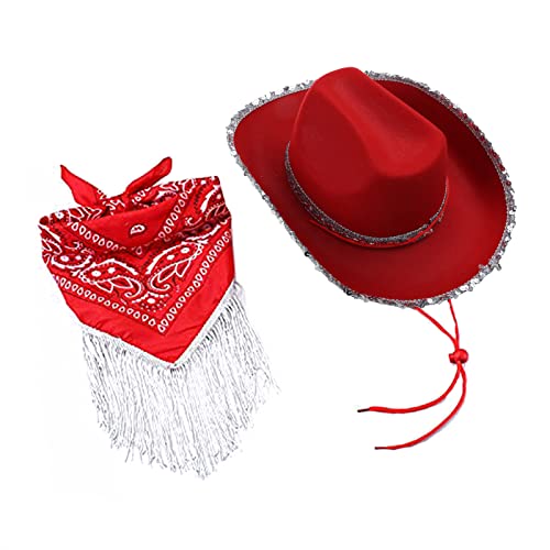 Guaber Cowgirl-Hut, Bandana, Junggesellinnenabschied, Brauthut, Cowboyhut, Bandana-Set, Cowgirl, Fedoras, Junggesellinnenabschied, Hut Guaber Cowgirl-Hut, Bandana, Junggesellinnenabschied, Brauthut, Cowboyhut, Bandana-Set, Cowgirl, Fedoras, Junggesellinnenabschied, Hut von Guaber