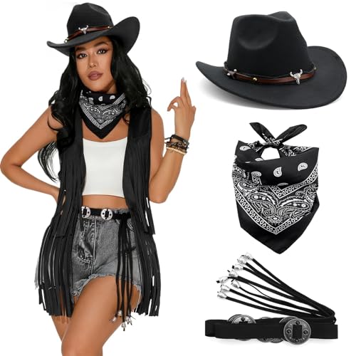 Guaber Cowgirl Kostüm Komplett Set Mit Verschönerten Rodeos Rot Halsschalelziergürtel Für Halloween Anlass Western Themenparty Kostüm Für Frauen Guaber Cowgirl Kostüm Komplett Set Mit Verschönerten Rodeos Rot Halsschalelziergürtel Für Halloween Anlass Western Themenparty Kostüm Für Frauen von Guaber