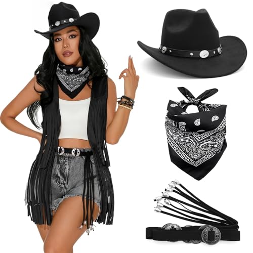 Guaber Cowgirl Kostüm Komplett Set Mit Verschönerten Rodeos Rot Halsschalelziergürtel Für Halloween Anlass Western Themenparty Kostüm Für Frauen Guaber Cowgirl Kostüm Komplett Set Mit Verschönerten Rodeos Rot Halsschalelziergürtel Für Halloween Anlass Western Themenparty Kostüm Für Frauen von Guaber