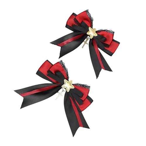 Guaber Dark Series Satinierte Haarspange Anime Haarnadel Spitze Pferdeschwanz Halter Haarschleifen Halloween Kopfschmuck Cosplay Kostüm Requisiten Punk Bowknot Kopfbedeckung von Guaber