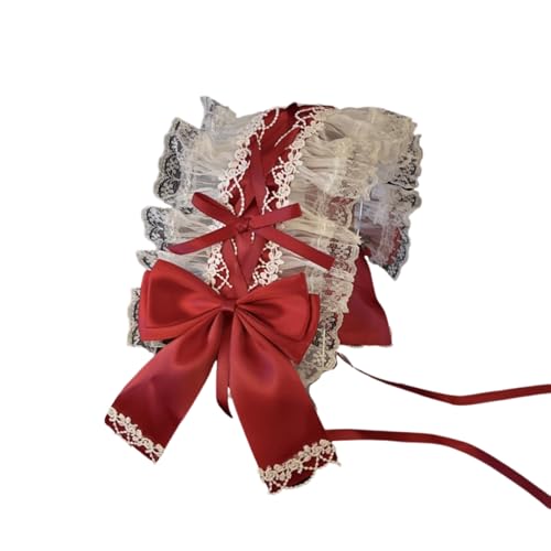 Guaber Elegantes Haarband mit gerüschter Spitze, Schleife, süße Damen-Haarnadel für Cosplay und Kostüme, Fotografie-Requisiten, Haarteil, zarte Zierleiste, Kopfschmuck von Guaber