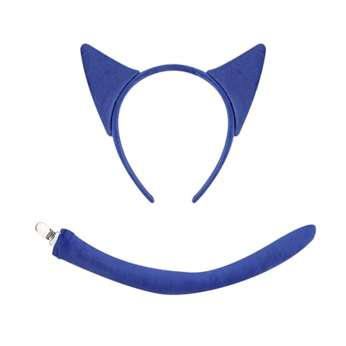 Guaber Elegantes blaues Ohr-Accessoire, verstellbares Kopfband, bequemes Tragen für Partys und Rollenspiel-Enthusiasten, blaue Katzenohren-Zubehör von Guaber