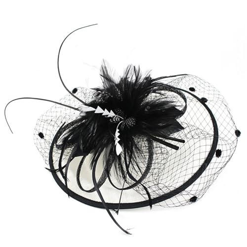 Guaber Fascinator im Retro-Stil mit Perlen und Blume, für Kostümpartys, besetzt mit gefiederten, übergroßen Vintage-Haar-Accessoires Guaber Fascinator im Retro-Stil mit Perlen und Blume, für Kostümpartys, besetzt mit gefiederten, übergroßen Vintage-Haar-Accessoires von Guaber