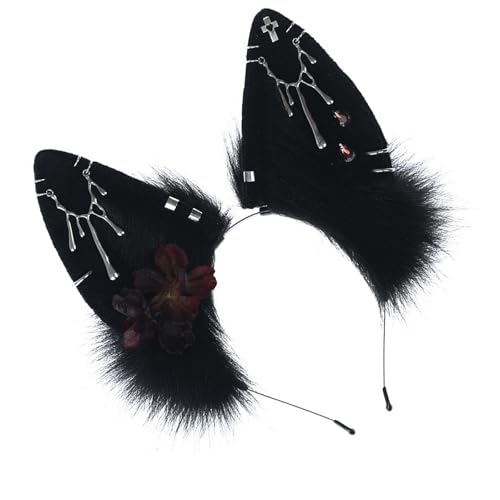 Guaber Fashion Plush Wolf Ohrs Stirnband Hair Accesories Kostüm Kopfbedeckung Für Cosplay Und Themenpartys Mit Realistischen Designs Fantasy Kostümzubehör von Guaber