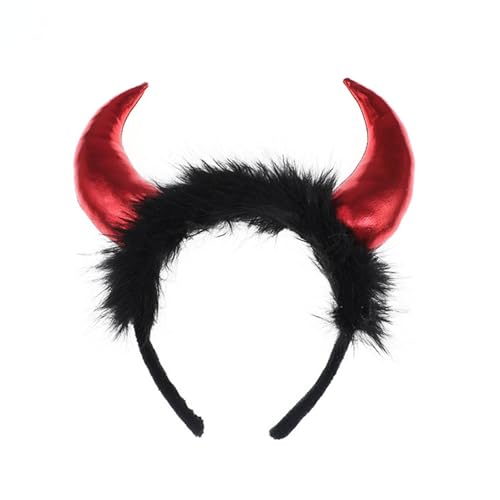 Guaber Festliches Halloween Teufelshörner Stirnband Bequeme Cosplay Kopfschmuck Kopfbedeckung für Mottopartys und Cosplay Leichtes Horn Stirnband von Guaber