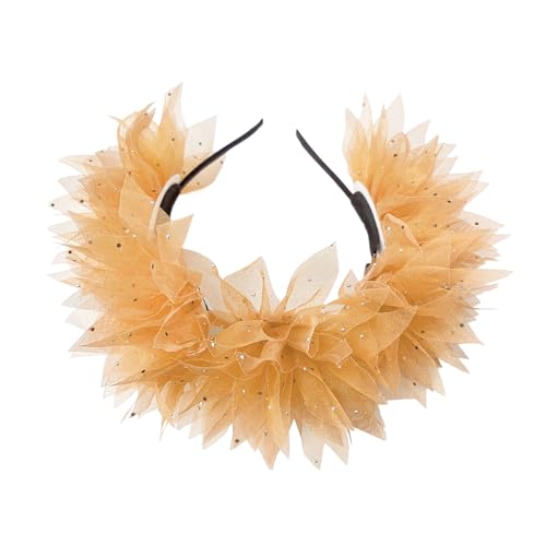 Guaber Glitzerndes Tüll-Stirnband für Tanz, Bühne, Spiel, Blumen-Outfit, Kostüm, Karneval, auffälliges Blumenkostüm, Freizeitkleidung, Stirnband von Guaber