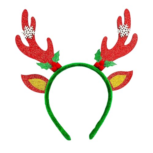 Guaber Goldenes Rentier-Elch-Stirnband für Weihnachtsfeiern und Festivalversammlungen, bequemes Urlaubszubehör, Fotografie-Requisiten, Urlaubs-Haarband von Guaber